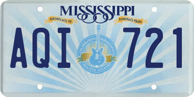 MS license plate AQI721