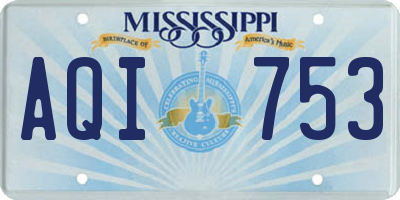 MS license plate AQI753