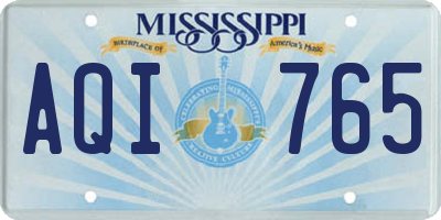 MS license plate AQI765