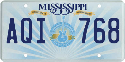 MS license plate AQI768