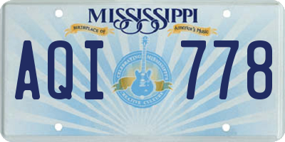 MS license plate AQI778
