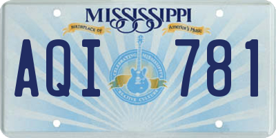 MS license plate AQI781
