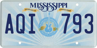MS license plate AQI793