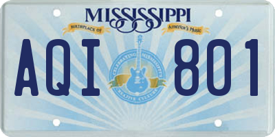 MS license plate AQI801