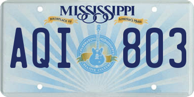 MS license plate AQI803