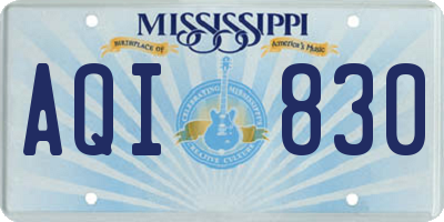 MS license plate AQI830