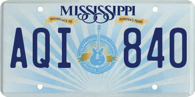 MS license plate AQI840