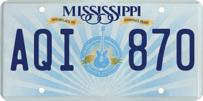 MS license plate AQI870