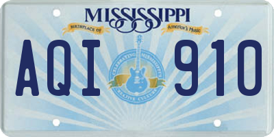 MS license plate AQI910