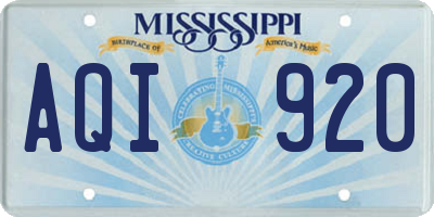MS license plate AQI920