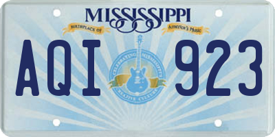MS license plate AQI923