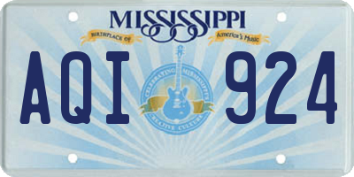 MS license plate AQI924