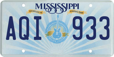 MS license plate AQI933