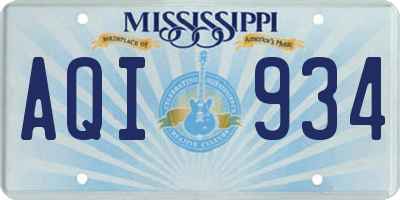 MS license plate AQI934