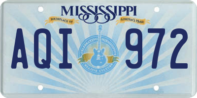 MS license plate AQI972