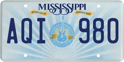 MS license plate AQI980
