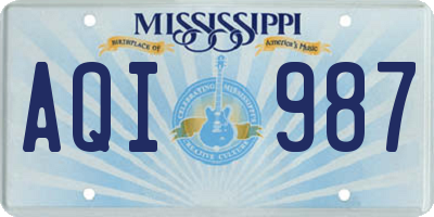 MS license plate AQI987
