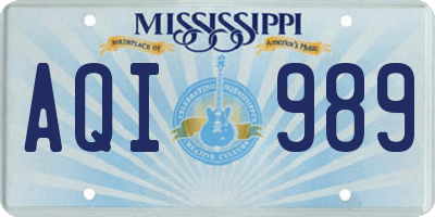 MS license plate AQI989
