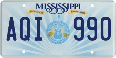 MS license plate AQI990