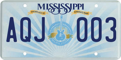 MS license plate AQJ003
