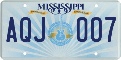 MS license plate AQJ007