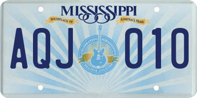 MS license plate AQJ010