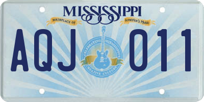 MS license plate AQJ011