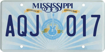 MS license plate AQJ017