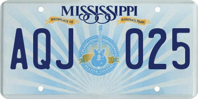 MS license plate AQJ025