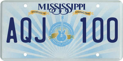 MS license plate AQJ100
