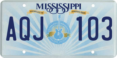 MS license plate AQJ103