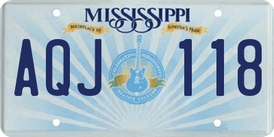 MS license plate AQJ118