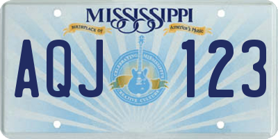 MS license plate AQJ123