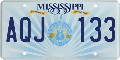 MS license plate AQJ133