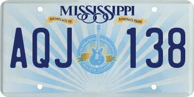 MS license plate AQJ138