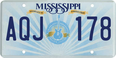 MS license plate AQJ178