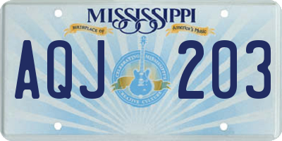 MS license plate AQJ203