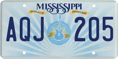 MS license plate AQJ205