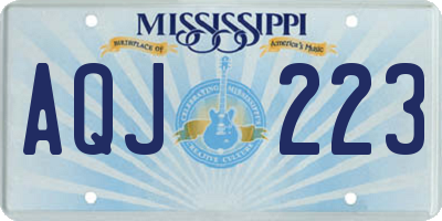 MS license plate AQJ223