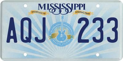 MS license plate AQJ233
