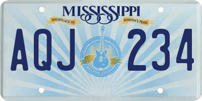 MS license plate AQJ234