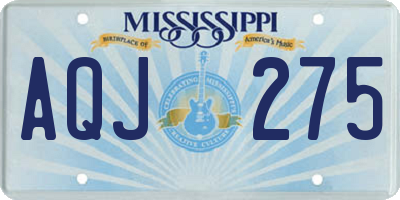 MS license plate AQJ275