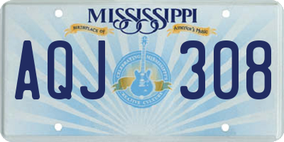 MS license plate AQJ308