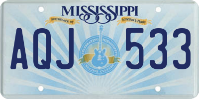 MS license plate AQJ533