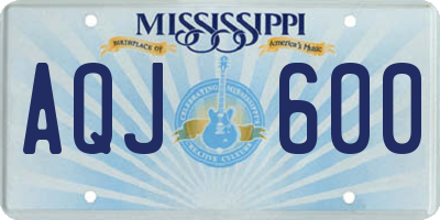 MS license plate AQJ600