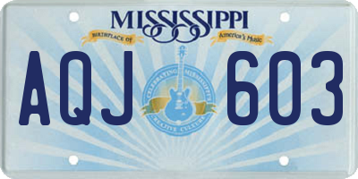 MS license plate AQJ603