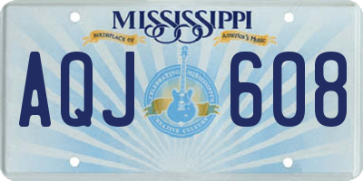 MS license plate AQJ608