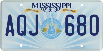 MS license plate AQJ680