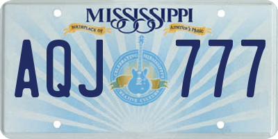 MS license plate AQJ777