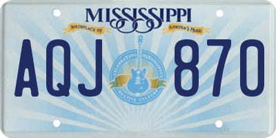 MS license plate AQJ870